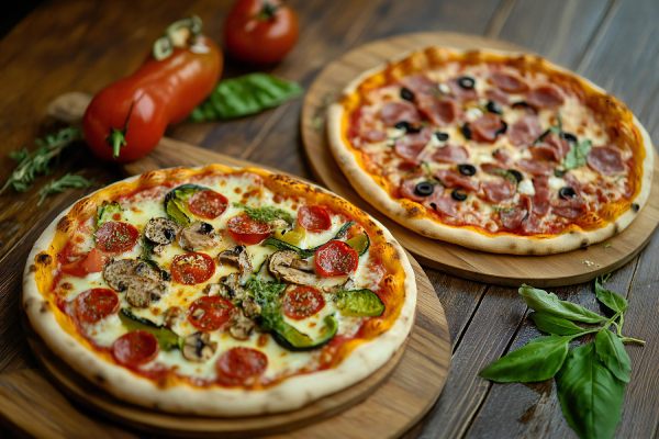 freshly made pizzas served at city chippy takeaway in Manchester